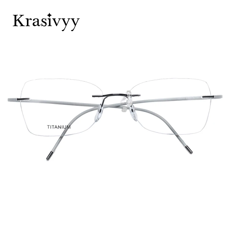 Krasivyy Pomnilnik Titana Rimless Očal Okvir Ženske Ultralahkih Optični Recept Brezvijačno Očala Brez Okvirjev Očal Moški