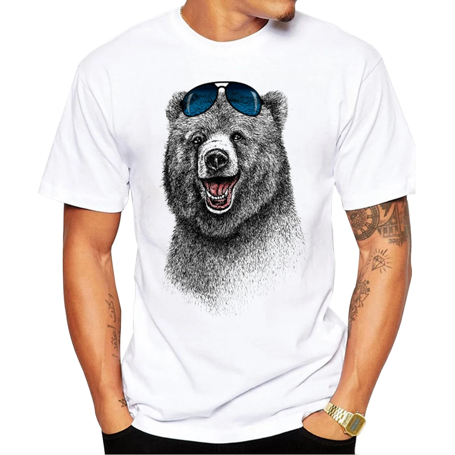 Kratkimi rokavi moški Najsrečnejši Medved Retro Natisnjeni T Srajce Priložnostne Smešno Vrhovi 2021 Najcenejši Moda Smeh Nosijo Moški T-shirt