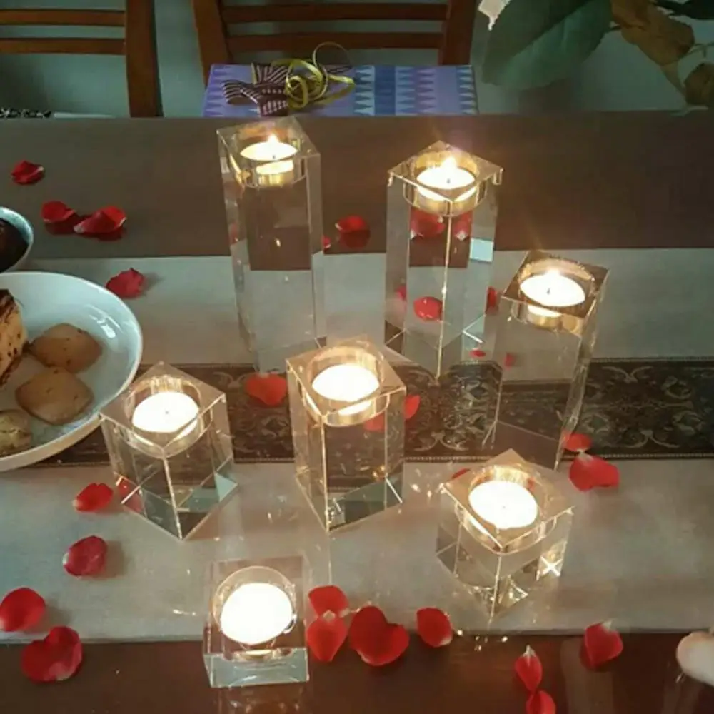 Kristalno Pregleden Svečniki Praznično Svečnik Doma Okraski Sveča, Luč Candelabra Občutljivo Za Poroko, Rojstni Dan