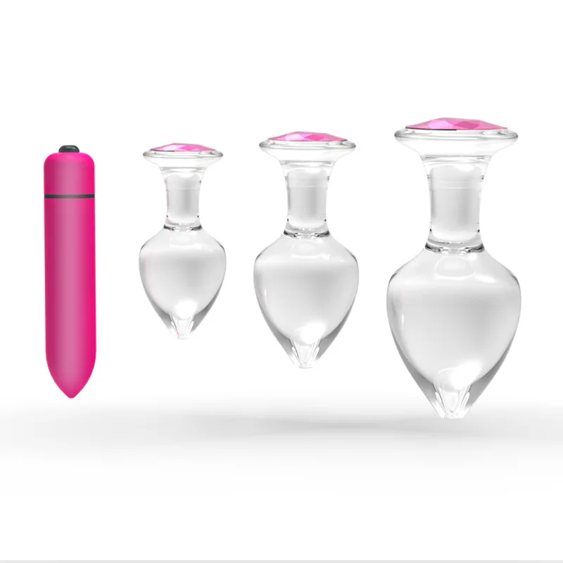 Kristalno Steklo Analni Vibrator 10 Hitrosti Bullet Klitoris Stimulator Analni Vibrator Butt Plug za Ženske, Moške Prostate Masaža Seks Igrače