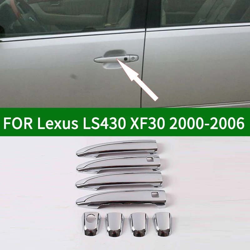 Krom srebrna Zunanjost Vrat Ročaj Kritje Prekrivni Za Lexus LS430 XF30 2000-2006 Tretje generacije 2001 2002 2003 2004