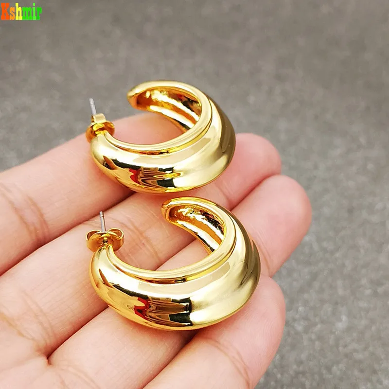 Kshmir Uhani 2020 Novo modno kovinsko C-oblikovani žrebec uhani S925 earpins Kovinsko zlata krog ženski uhani