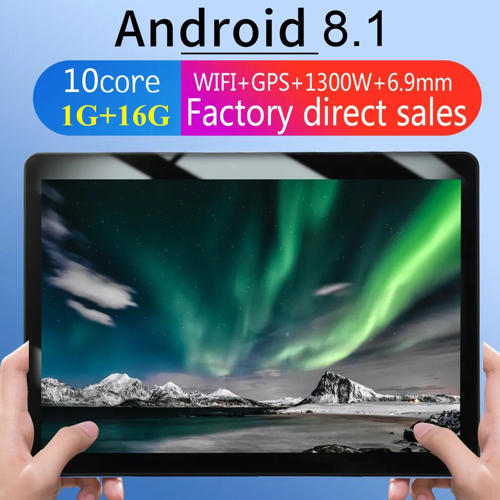 KT107 Okroglo Odprtino Tablet 10.1 Palčni HD Velik Zaslon Android 8.10 Različica Moda Prenosni Tablični 1G+16 G Črna Tablični računalnik