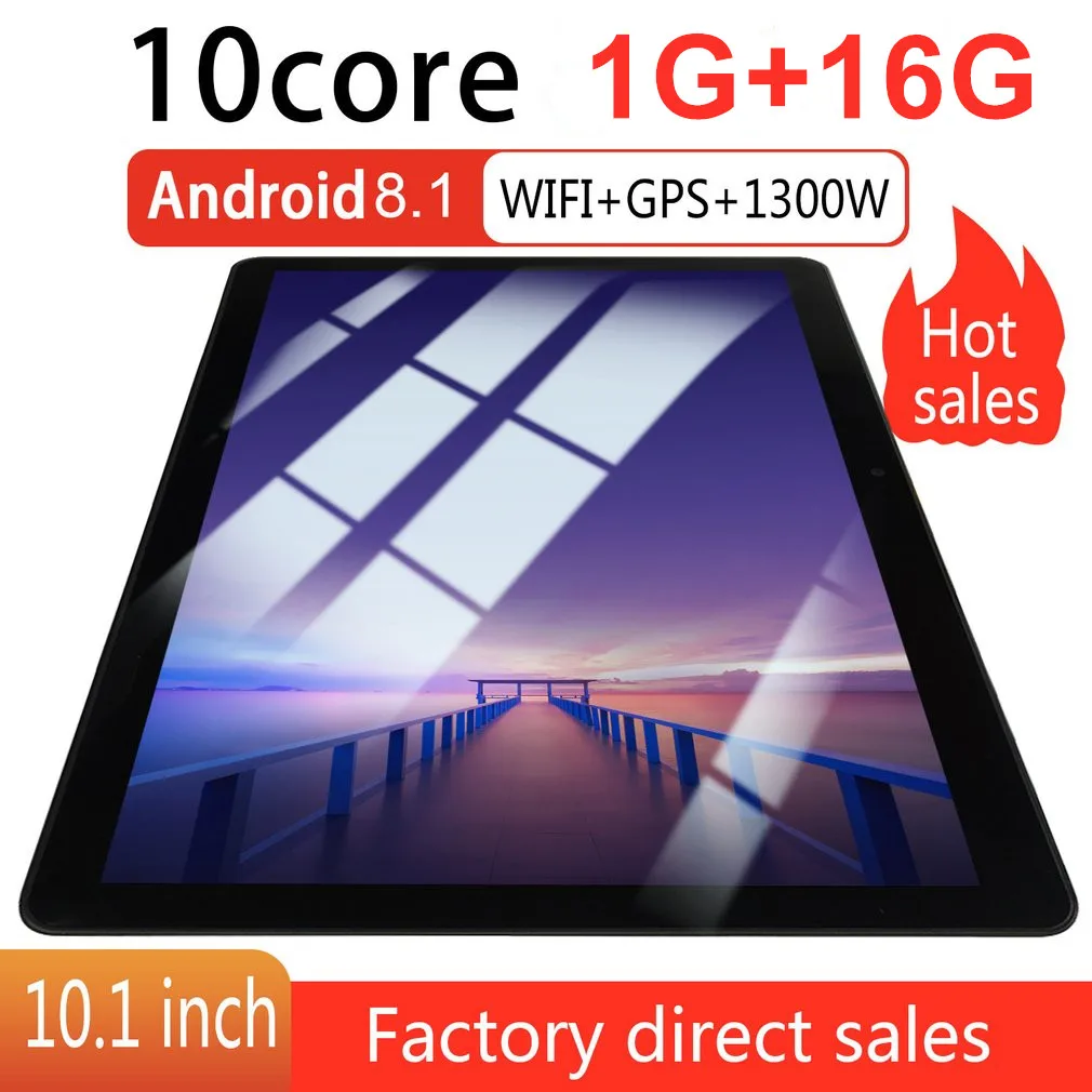 KT107 Okroglo Odprtino Tablet 10.1 Palčni HD Velik Zaslon Android 8.10 Različica Moda Prenosni Tablični 1G+16 G Črna Tablični računalnik
