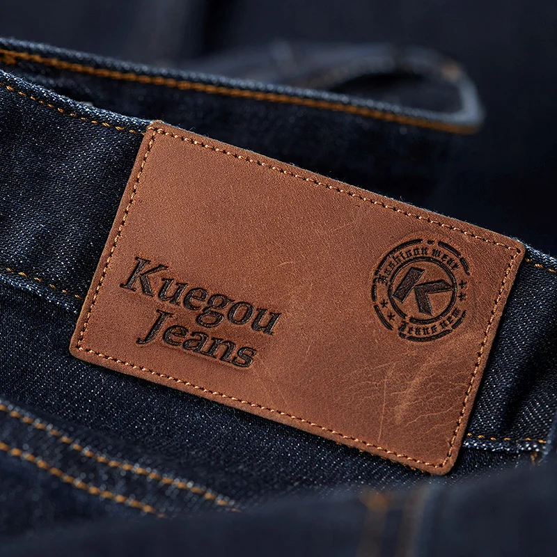 KUEGOU Bombaž jeseni Človek jeans modra črna Mikro elastičnost kavbojke slim Modni Visoke kakovosti jeans moške Hlače zadrgo velikost KK-2905