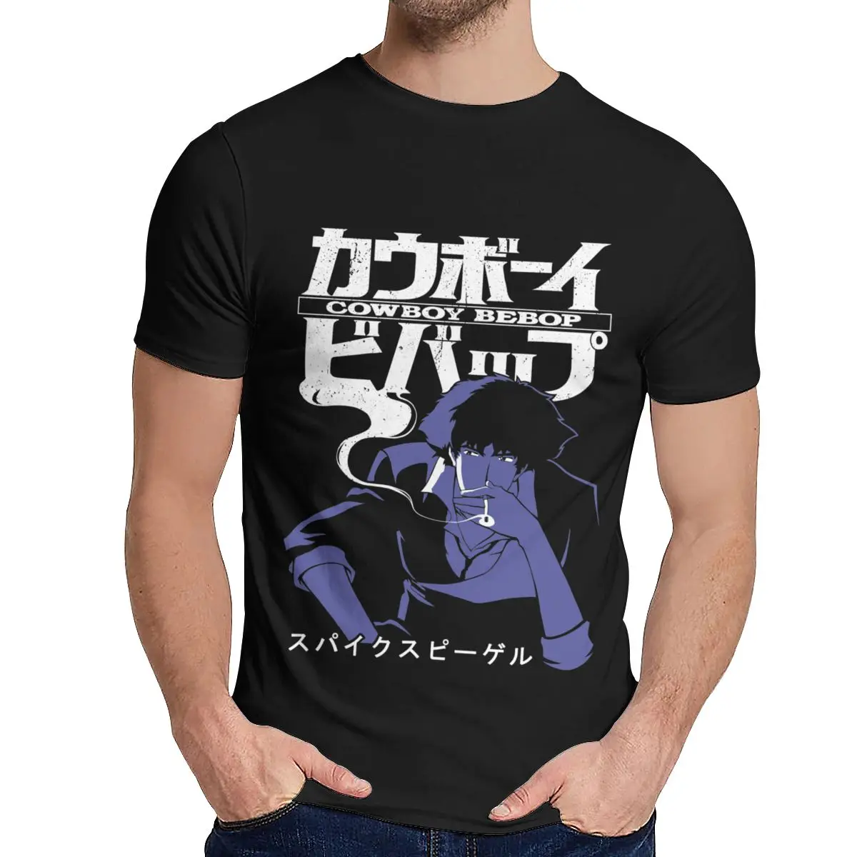 Kul Anime Cowboy Bebop Spike Spiegel T Shirt Mehko Slim Harajuku Človeka O-vratu Hip Hop T-shirt