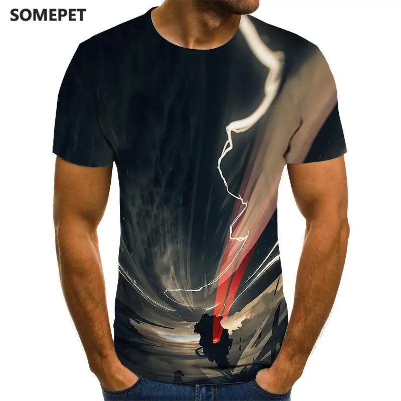 Kul dirke grafični T-shirt motocikel 3D tiskanih moška T-shirt poletje moda vrhovi punk T-shirt za moške plus velikost ulične