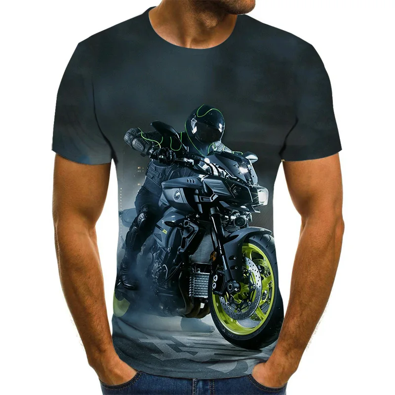 Kul dirke grafični t-shirt motocikel 3D tiskanje moška t-shirt poletje moda vrh punk t-shirt za moške ulica športna oblačila