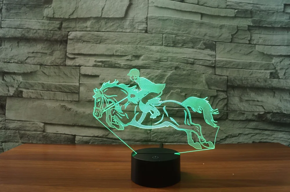 Kul Jahanje Konj 3D Noč Svetlobe Instrumenti Lučka 7 Barv LED USB 3D Iluzije Svetilke Za Dom Dekor Za Otroke, Igrače Darilo