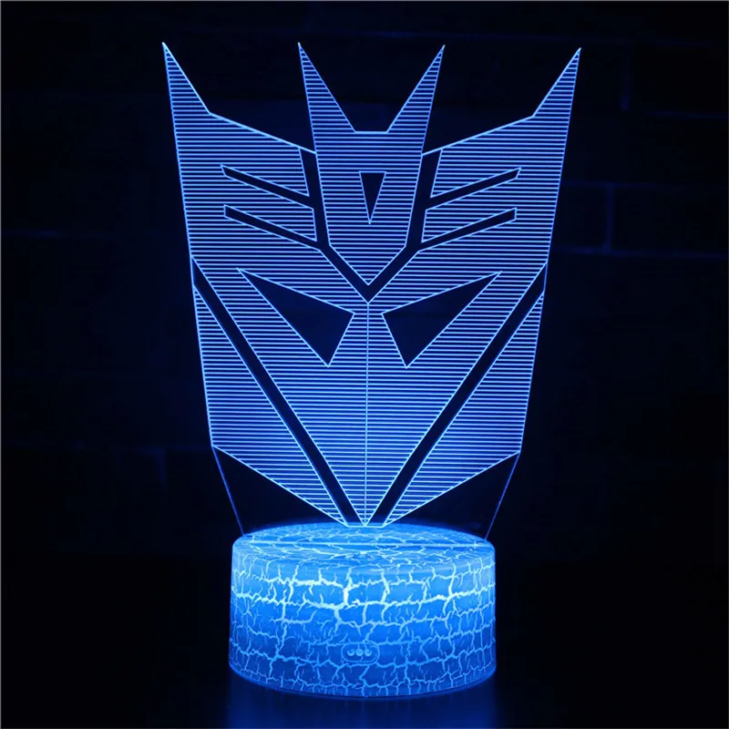 Kul Transformatorji Logotip figuric Igrače LED 3d Svetlobe Megatron Optimus Prime Autobots Decepticons Transformatorji Igrače Model Darilo