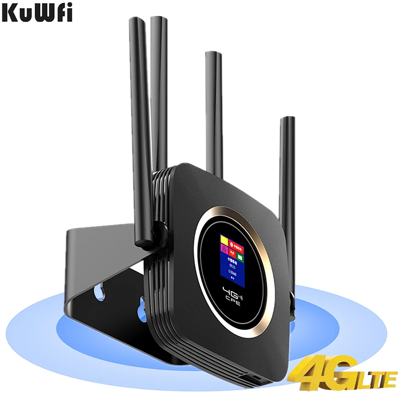 KuWFi 4G LTE Usmerjevalnik 300Mbps High speed Wireless CPE vgrajeno Baterijo 3000mAh Mobilni Wifi Hotspot s Kartice SIM Slot, Lan Vmesnik