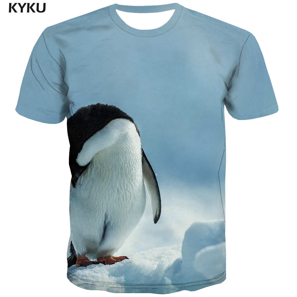 KYKU Pingvin T-shirt Moški Živali T-majice 3d Sneg Tshirt Natisnjeni Lep Anime Oblačila, Moška Oblačila T srajce Hladen Moški, O-Izrez