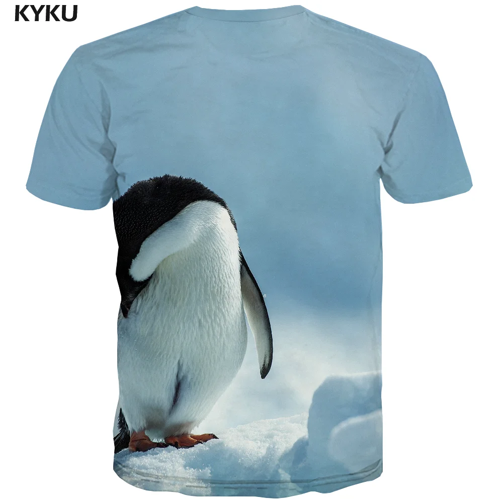KYKU Pingvin T-shirt Moški Živali T-majice 3d Sneg Tshirt Natisnjeni Lep Anime Oblačila, Moška Oblačila T srajce Hladen Moški, O-Izrez