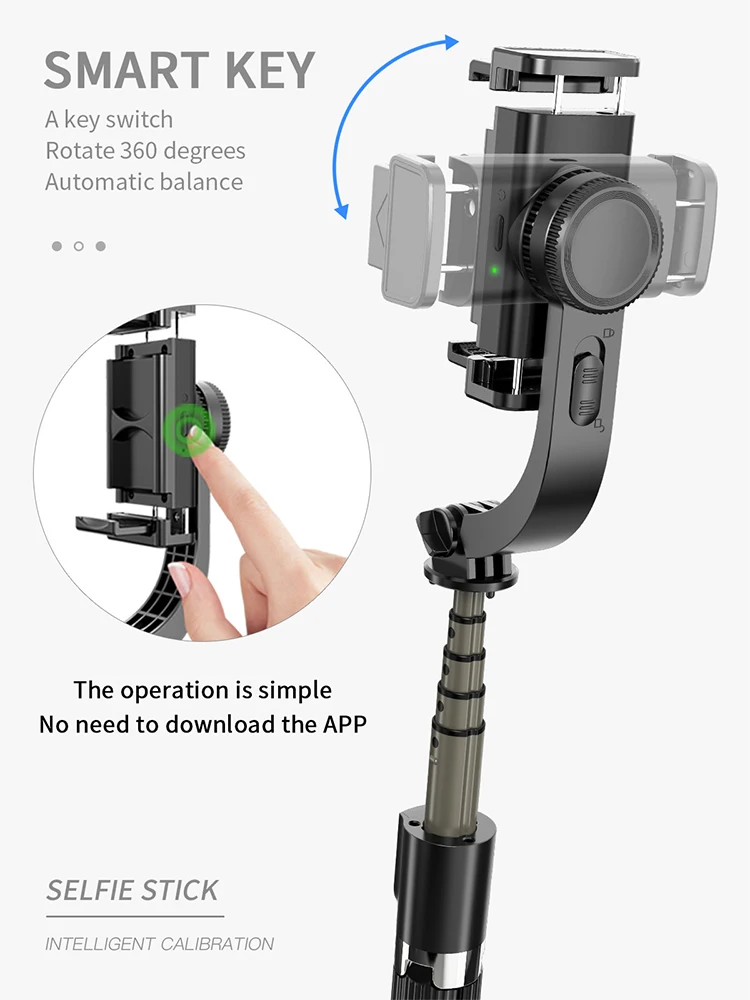 L08 Bluetooth Ročni Gimbal Stabilizator Mobilni Telefon Selfie Palico Imetnik Nastavljiv Selfie Stojalo Za iPhone/Huawei