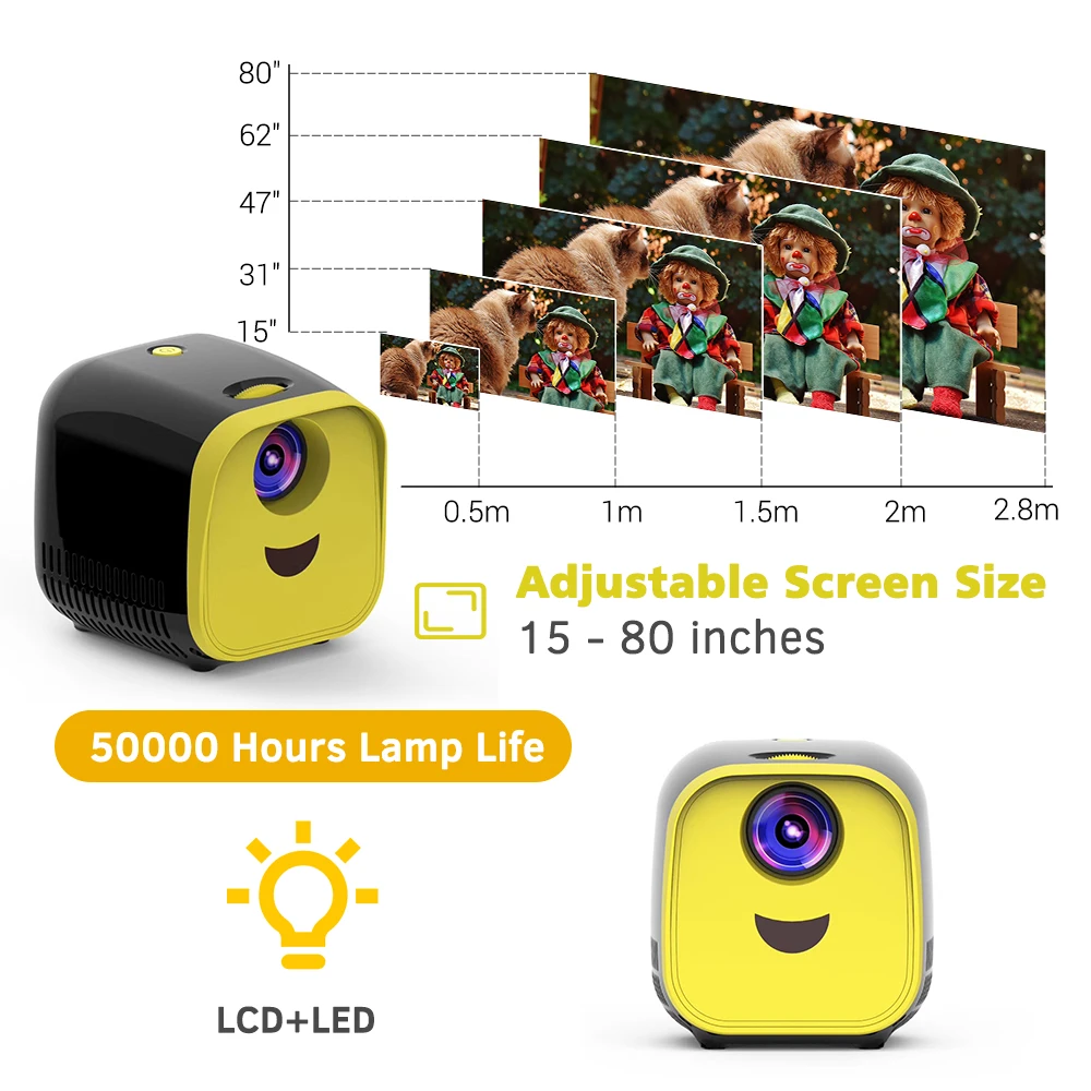 L1 Prenosni Mini Projektor 1080P Full HD Predvajanje Videoposnetkov, 1000 Lumnov Domači Kino Prenosni Projektor z konferenčni Sistem