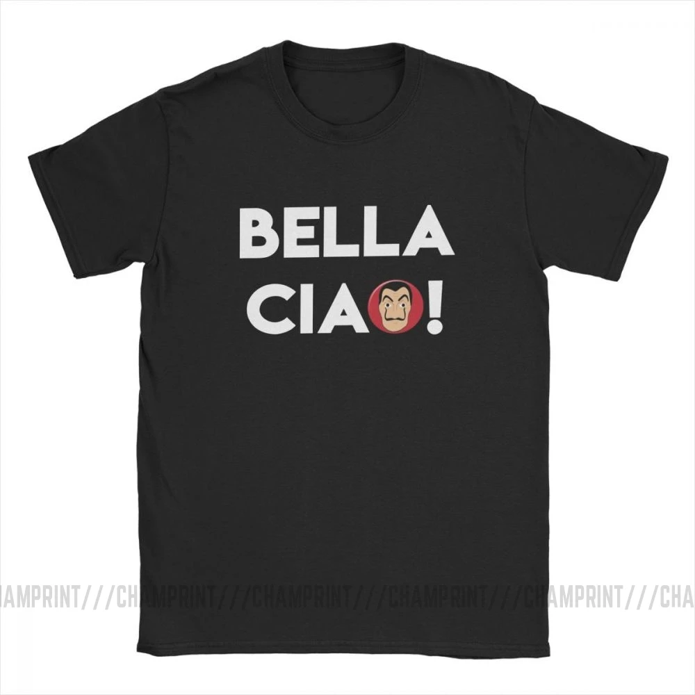 La Casa De Papel Bella Pozdrav Moške Majice s kratkimi rokavi Denar Heist Novost Bombaž Hiša iz Papirja Tees Posadke Vratu T-Shirt Edinstvena Oblačila