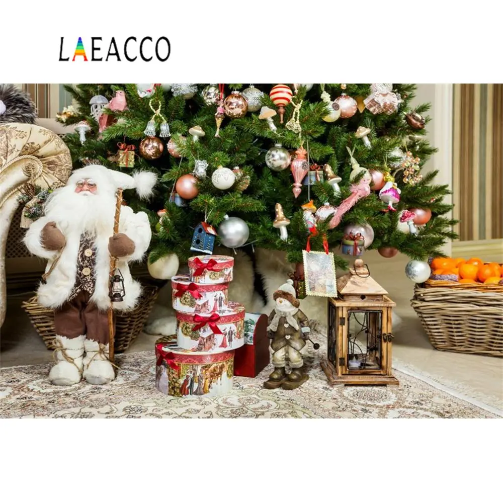 Laeacco Podeželja Hiši Pozimi Božično Drevo Sneg, Snežak Dvorišče Santa Clause Otroška Fotografija Ozadje Fotografije Ozadju Foto Studio