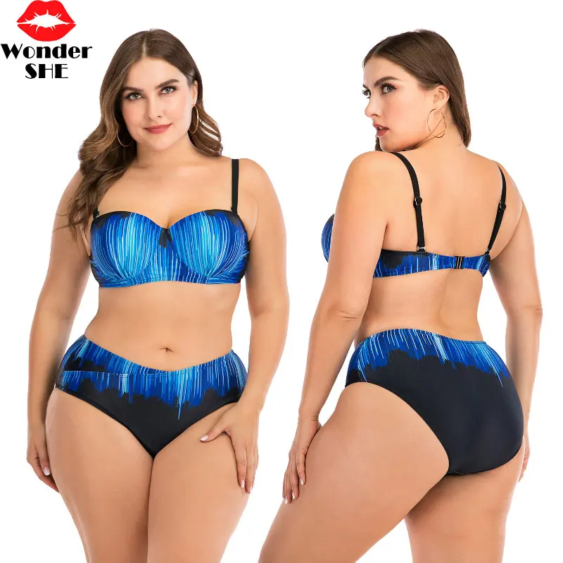 Laides Plus Velikost Bikini za maščobe dekle, veliki velikost Kopalke Seksi 2020 Bikini Visoko Pasu Kopalke Plaži, Kopalne Obleke