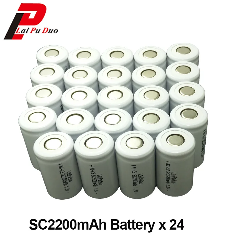 LaiPuDuo 24pcs NiCd Akumulatorska Baterija Sub C SC 2200mAh 1,2 V Ni-Cd Baterij za Visoko-cikel električni aparati