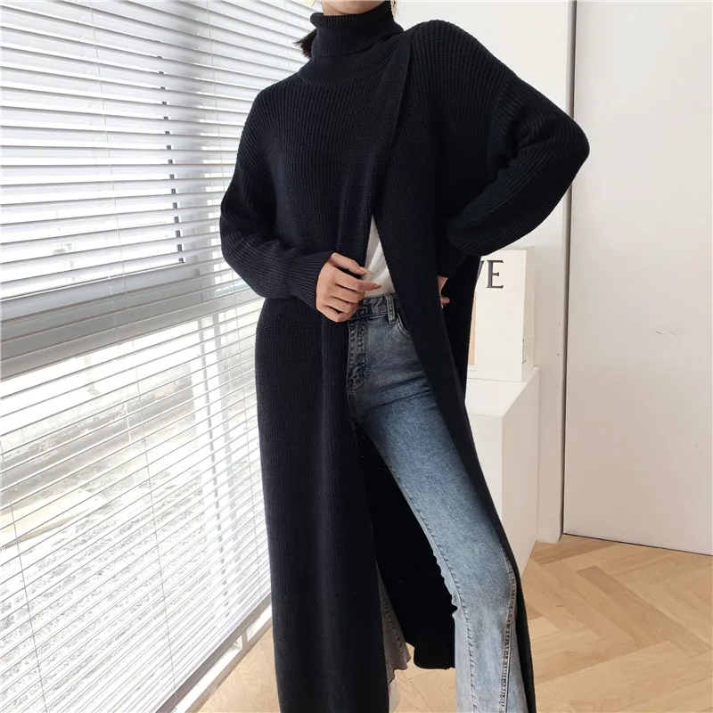 LANMREM žensk dolgo turtleneck pulover design puloverju znanja s split prilegajo z dolgimi rokavi 2020 novo kintted oblačila famale YJ968