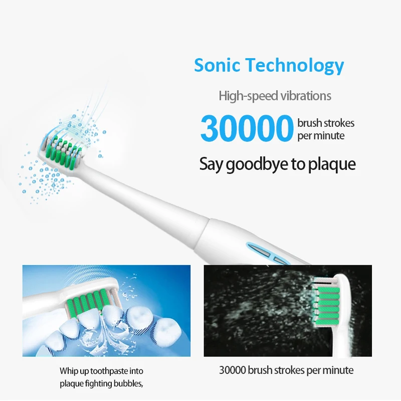 Lansung Električna zobna ščetka SN901 Baterije za zobno Ščetko Sonic 4 Nastavek Za zobno Ščetko Odrasli Zobne Ščetke Električni