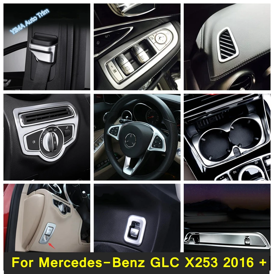 Lapetus Mat Notranjost Preuredi Komplet Za Mercedes-Benz GLC X253 2016 - 2020 Glavo Svetilke Gumb / Voda Držalo Plošča Pokrov Trim