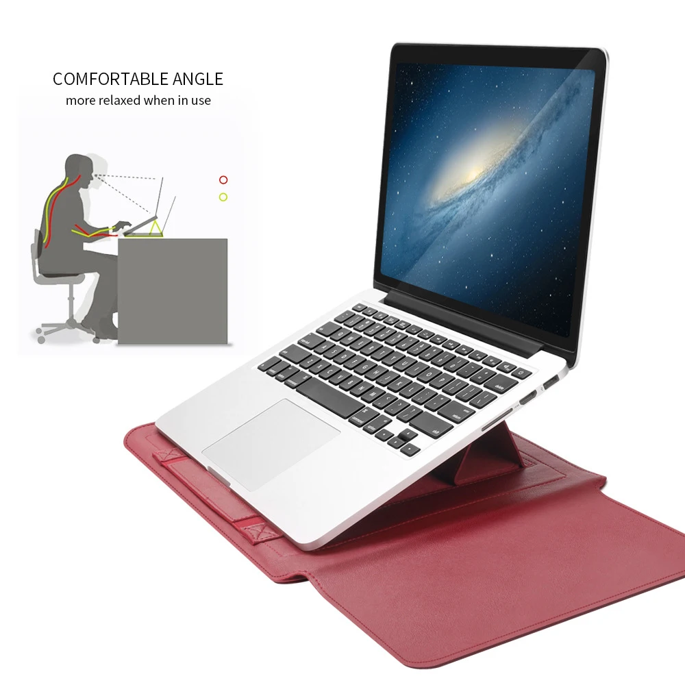 Laptop Standable Primeru Vodotesno PU Usnje Laptop Vrečka Komplet z Držalom Funkcijo LHB99