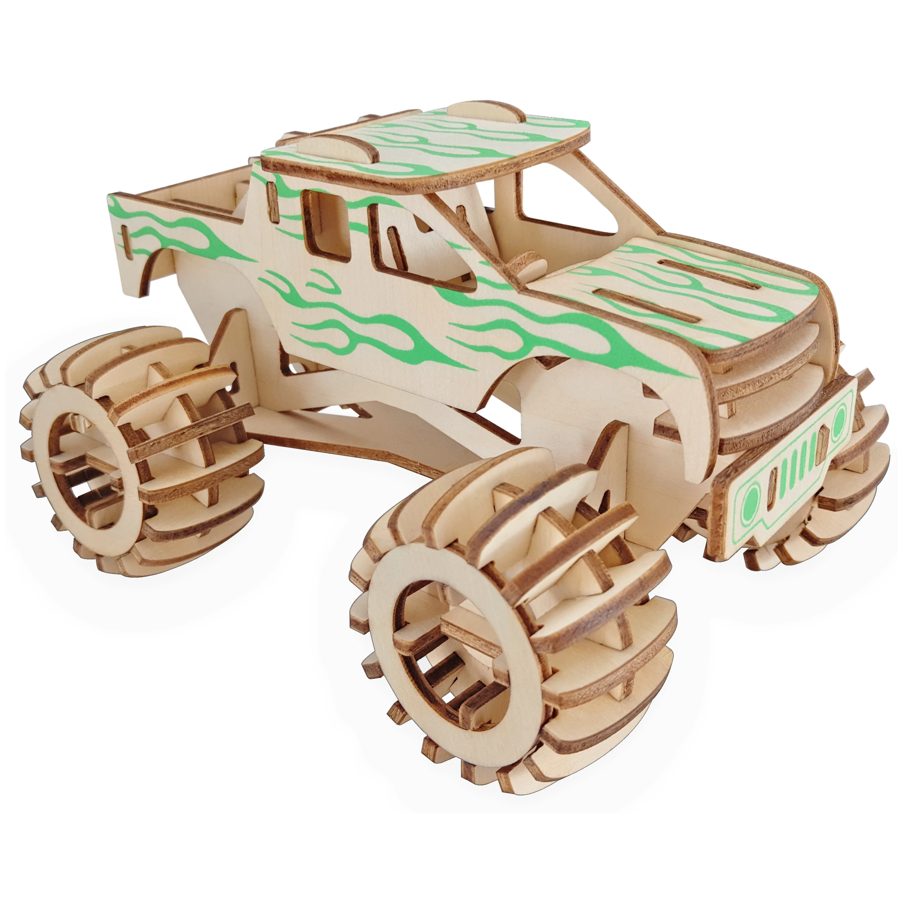 Lasersko Rezanje 3D Lesene Sestavljanke Jigsaw Vozila Pošast Tovornjak DIY Montažo Kit Otroci Izobraževalne Lesene Igrače Za Otroke, Fantje