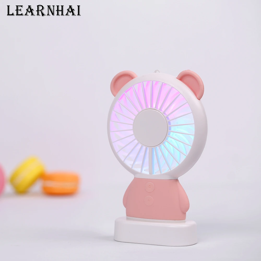 LEARNHAI prinaša dobička polnilne USB ventilator 2-hitrost mini hladilni ventilator s sedmih barvah LED luč za doma in na prostem