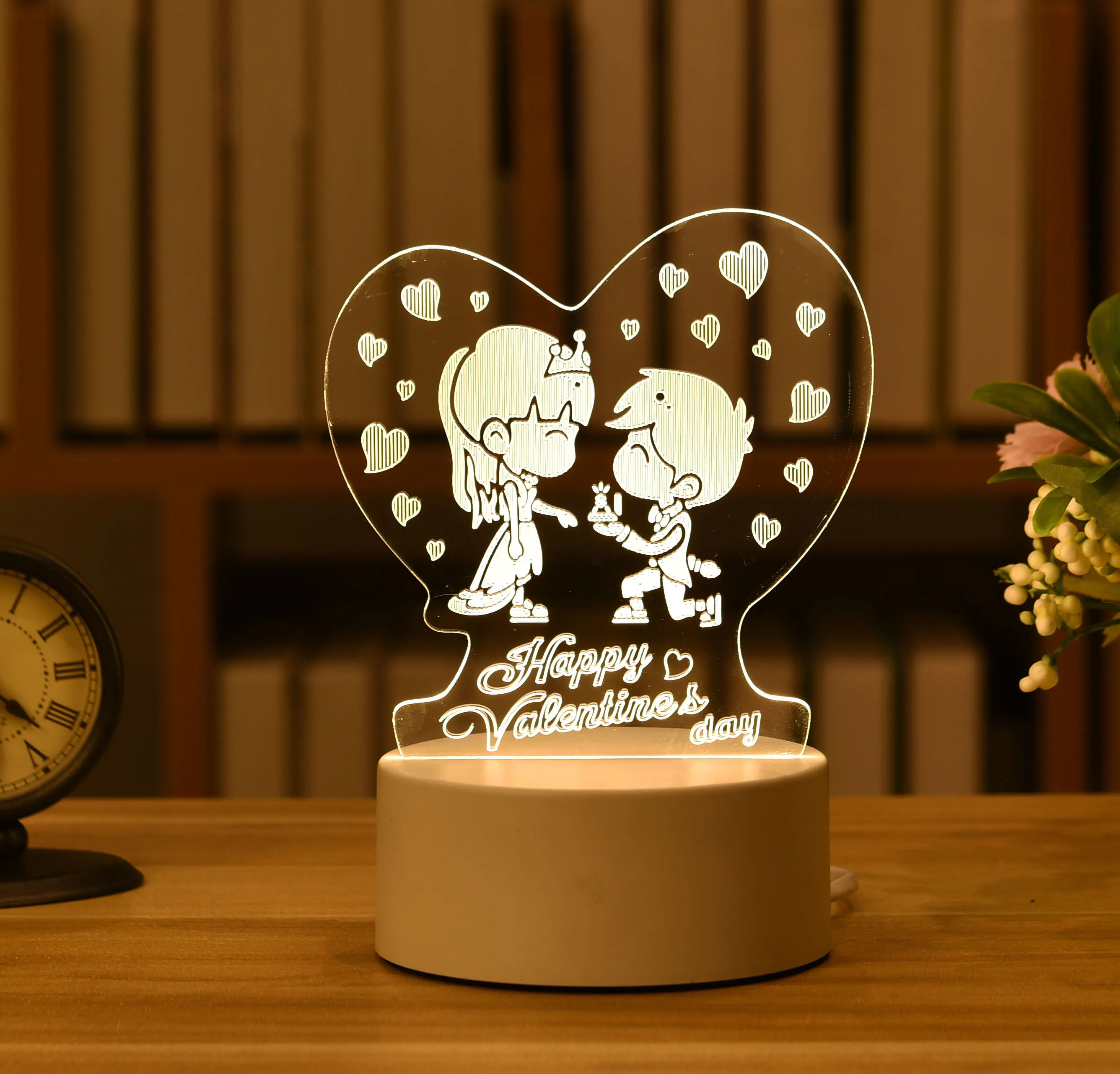 LED 3D Ljubezen Lučka Akril Noč Svetlobe valentinovo Darilo Otroci Rojstni dan Baby Tuš Diy Poročno Dekoracijo San Valentin