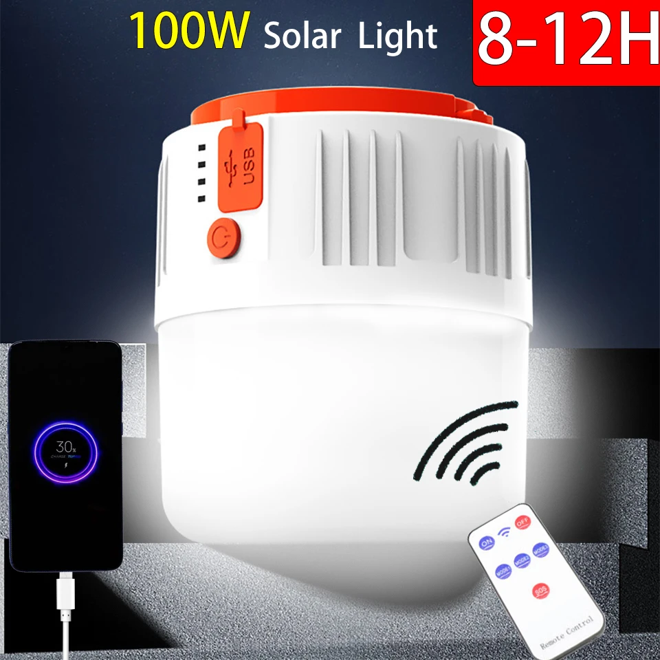 LED Luč Kampiranje Sončne USB Taborjenje Luč Waterprof Glas In Daljinski upravljalnik Polnilna Prenosni Solarni Lučka Za Šotor Pohodništvo