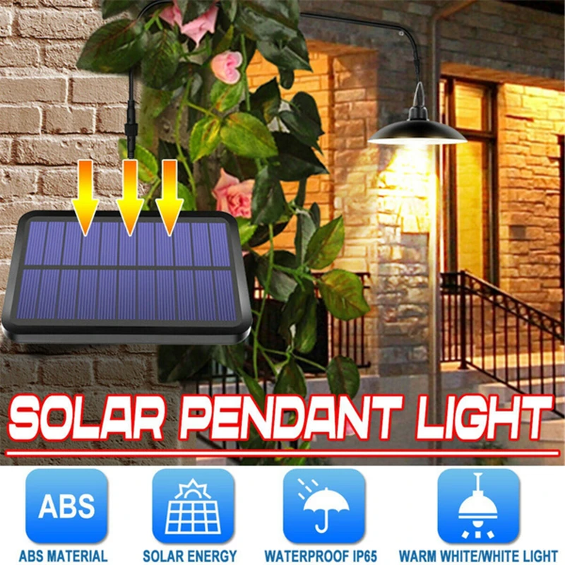 LED Obesek Solar Light Zunanja Notranja Lestenec S 3m Linije Oddaljen Nadzor LED Razsvetljava Skladišče Dom, Vrt, Dvorišče 1/2 Glave Svetilke