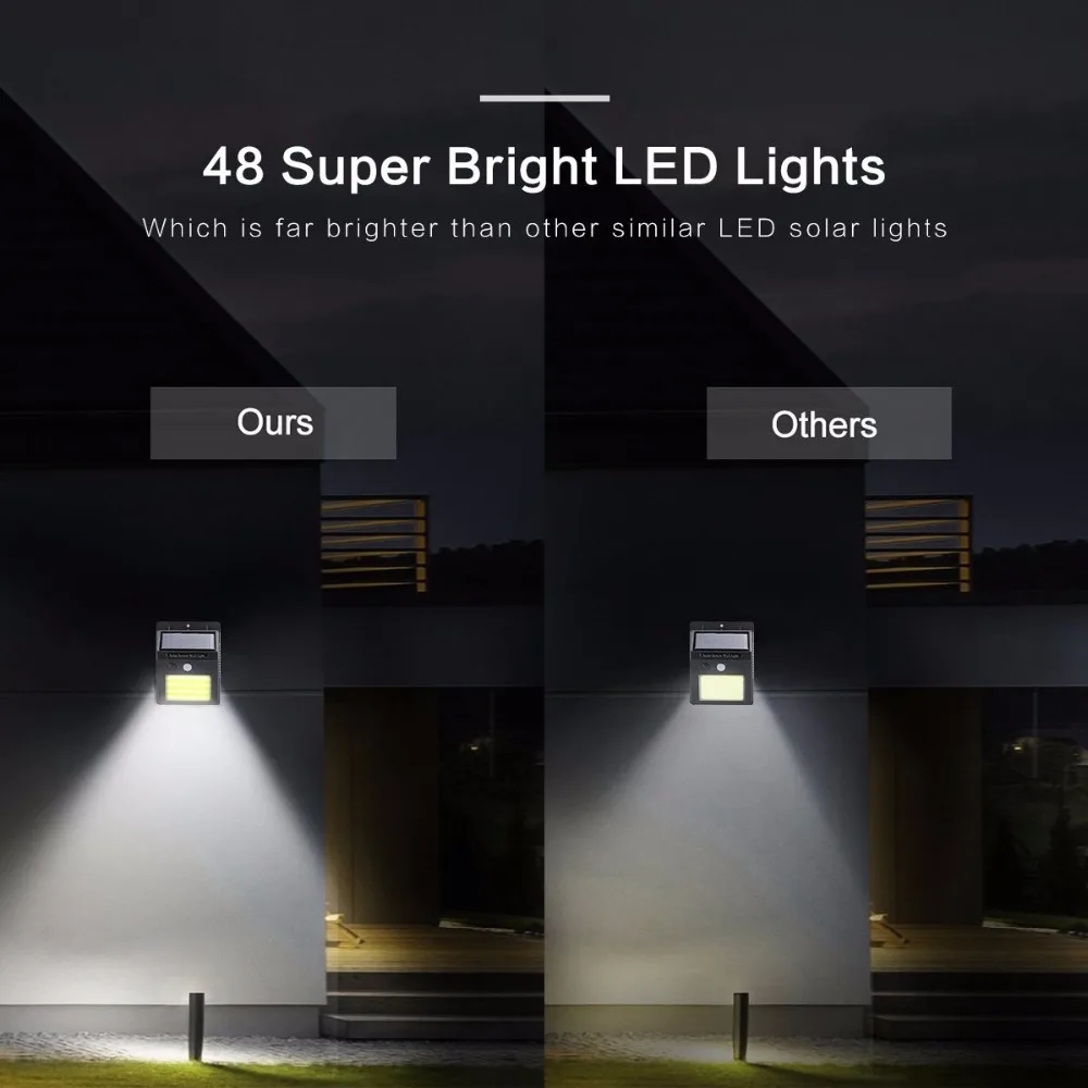 LED Solarni Senzor Gibanja Luči Super Svetla 48 LED Nepremočljiva Sončne Varnosti Stenske Luči na Prostem, Doma Vrt Varčevanje z Energijo Svetilke