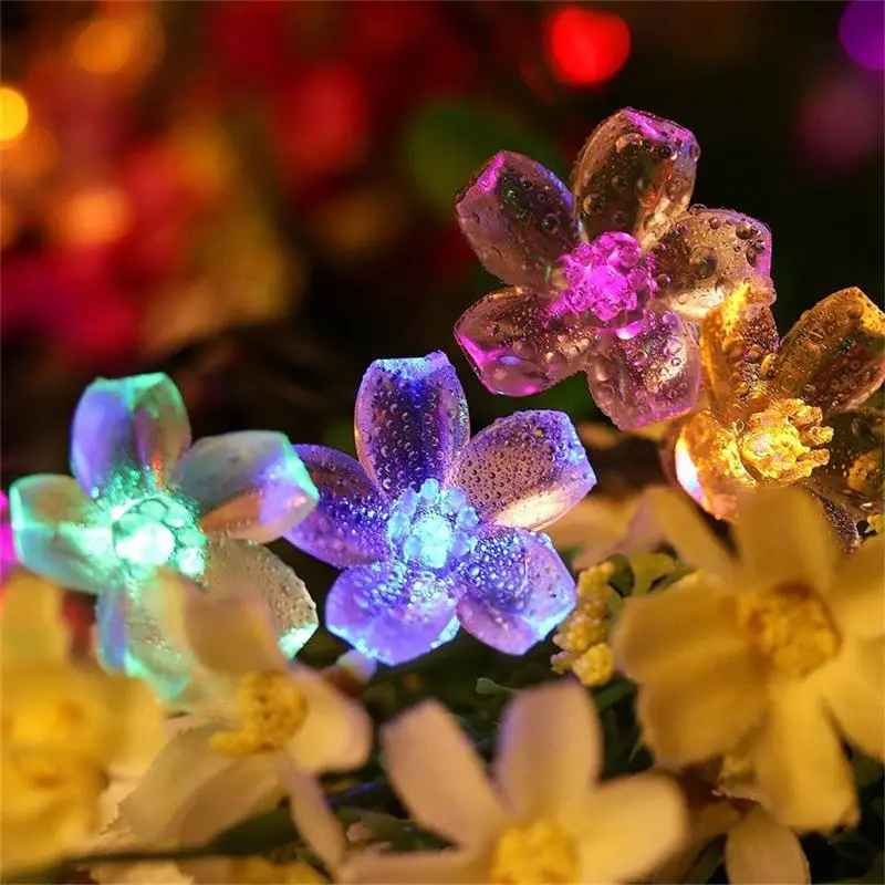 LED Sončne Niz Luči 50Leds Cvet Nepremočljiva Niz Vila Božično Drevo Stranka, Poroko, Novo Leto, Počitnice Razsvetljavo Garland