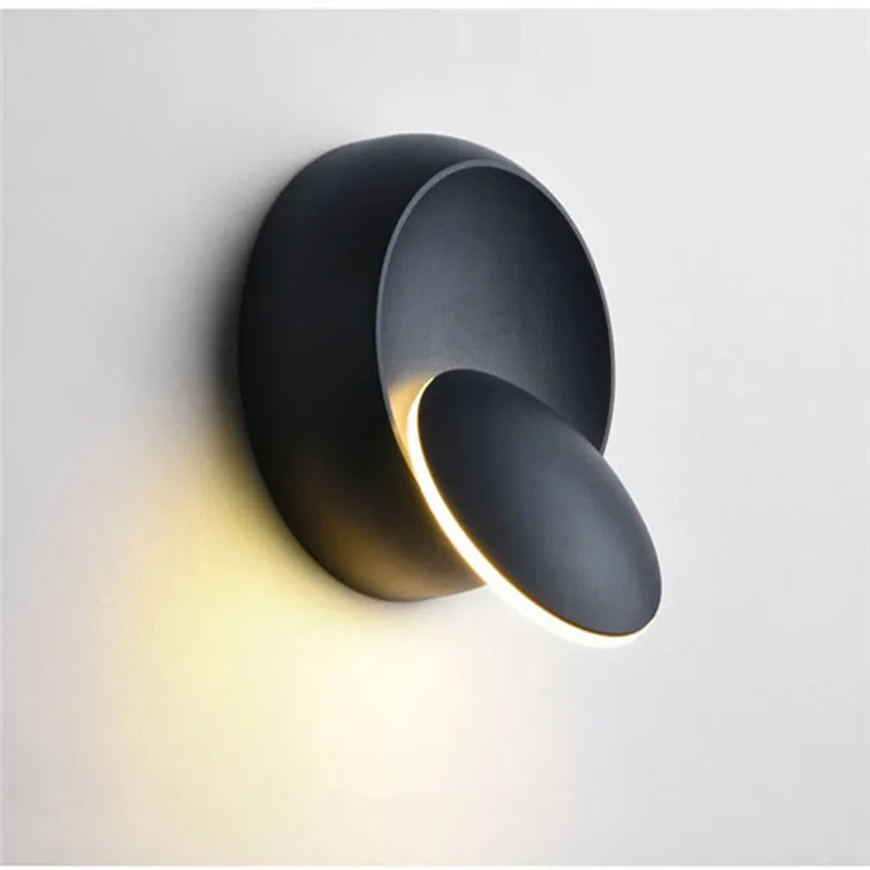 LED Stenska Svetilka 360 stopinj rotacija, nastavljiv postelji luči bela Črna ustvarjalne stenska svetilka Black sodobne oltarja krog lučka