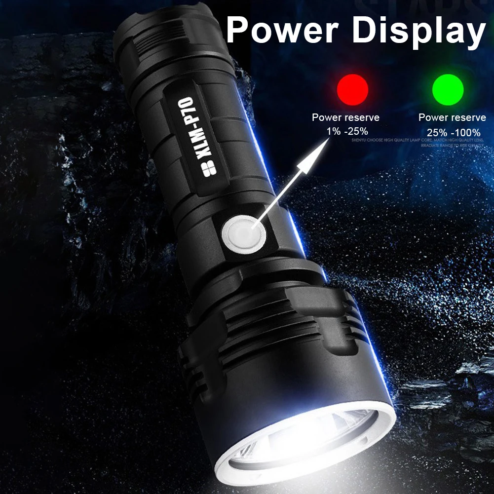LED Svetilka, Polnilne, Super Močan L2 P70 Taktično Svetilko USB Linterna Vodotesna Svetilka Ultra Svetla Luč za Kampiranje