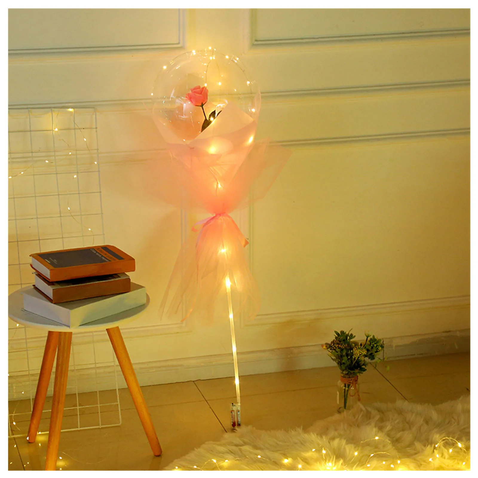 LED Svetlobna Balon Rose Šopek Helij Pregleden Trebušaste Poroko, Rojstni dan 2021 Srečno Novo Leto Božični Okraski #16
