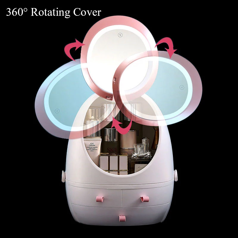 LED Svetlobo Ličila Organizator HD Ogledalo Kozmetični Škatla za Shranjevanje prinaša dobička Ustvarjalne Beauty Box Snemljiv Namizni Organizator Dropshipping