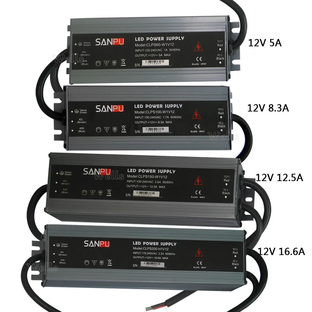 LED ultra-tanek nepremočljiva napajanje IP67 DC12V napajanje 60 W/100W/120W/150W/200W led Gonilnik za led trakove
