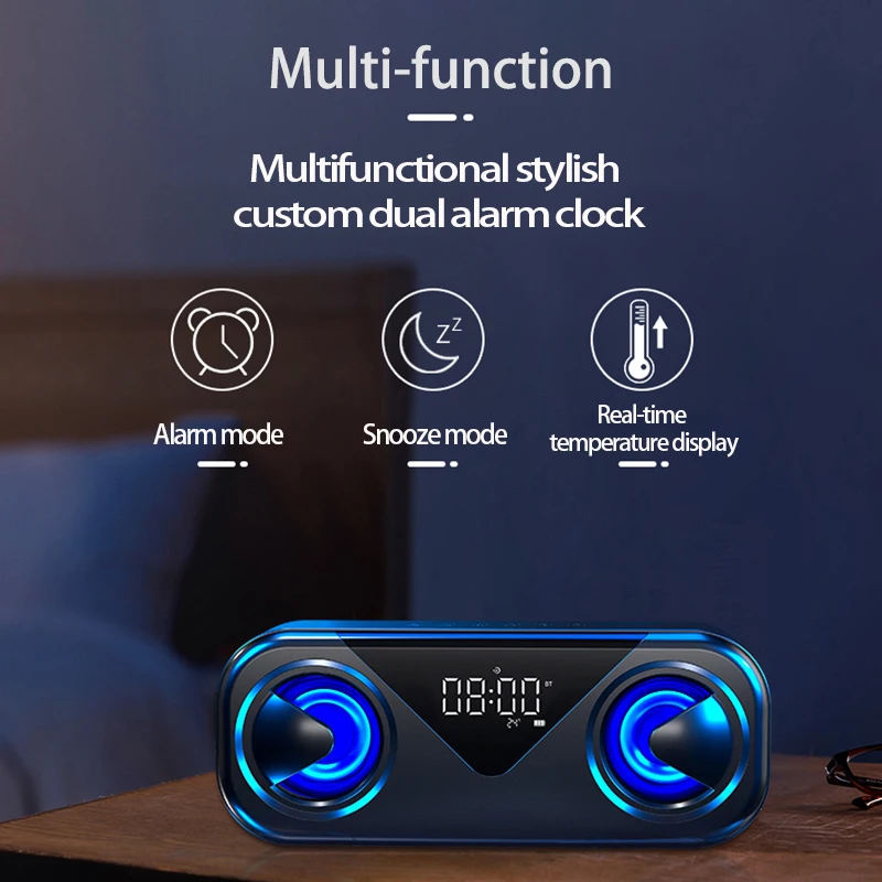 LED Ura Prenosni Bluetooth Zvočniki Prostem Brezžične Stereo Bas Stolpec Subwoofer Soundbar Podpira TF Kartice AUX USB Prostoročno