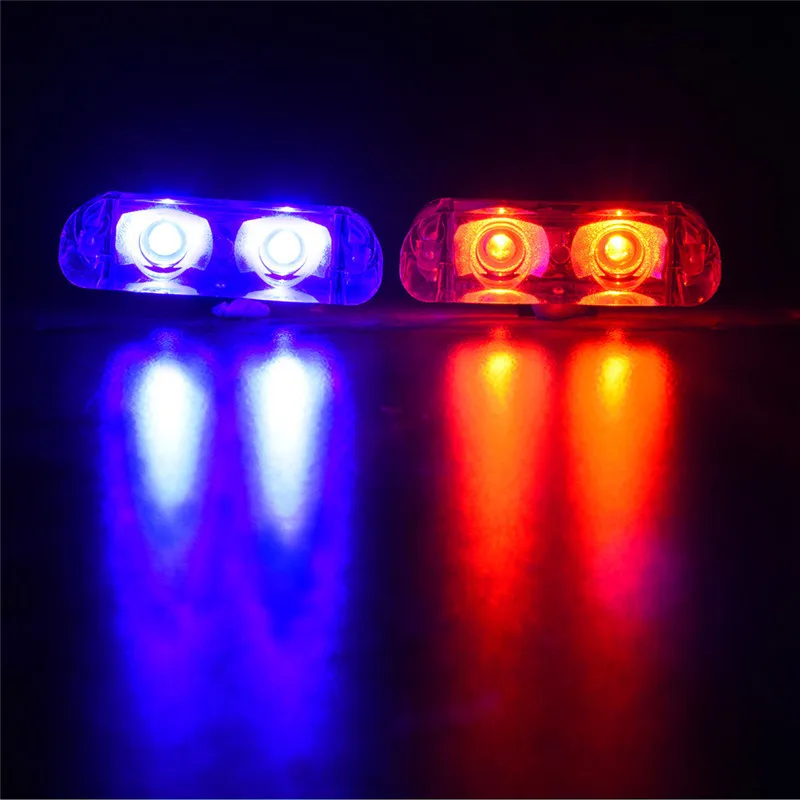 LED Visoko Svetlost 12V 2X2 4LED Rdeča/Modra Avto Policija Strobe Flash Svetlobe Sili Opozorilo, 3 Utripajoče Luči za Meglo Avto Styling