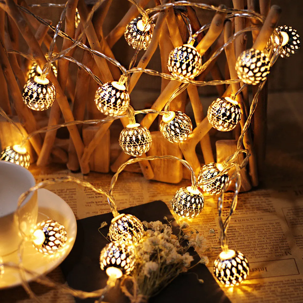 LED Votlih Maroški Žogo Svetlobe Niz Novo Leto 2021 Deco Noel Božič Okraski za Dom Božič Božično Drevo Okraski Natalne