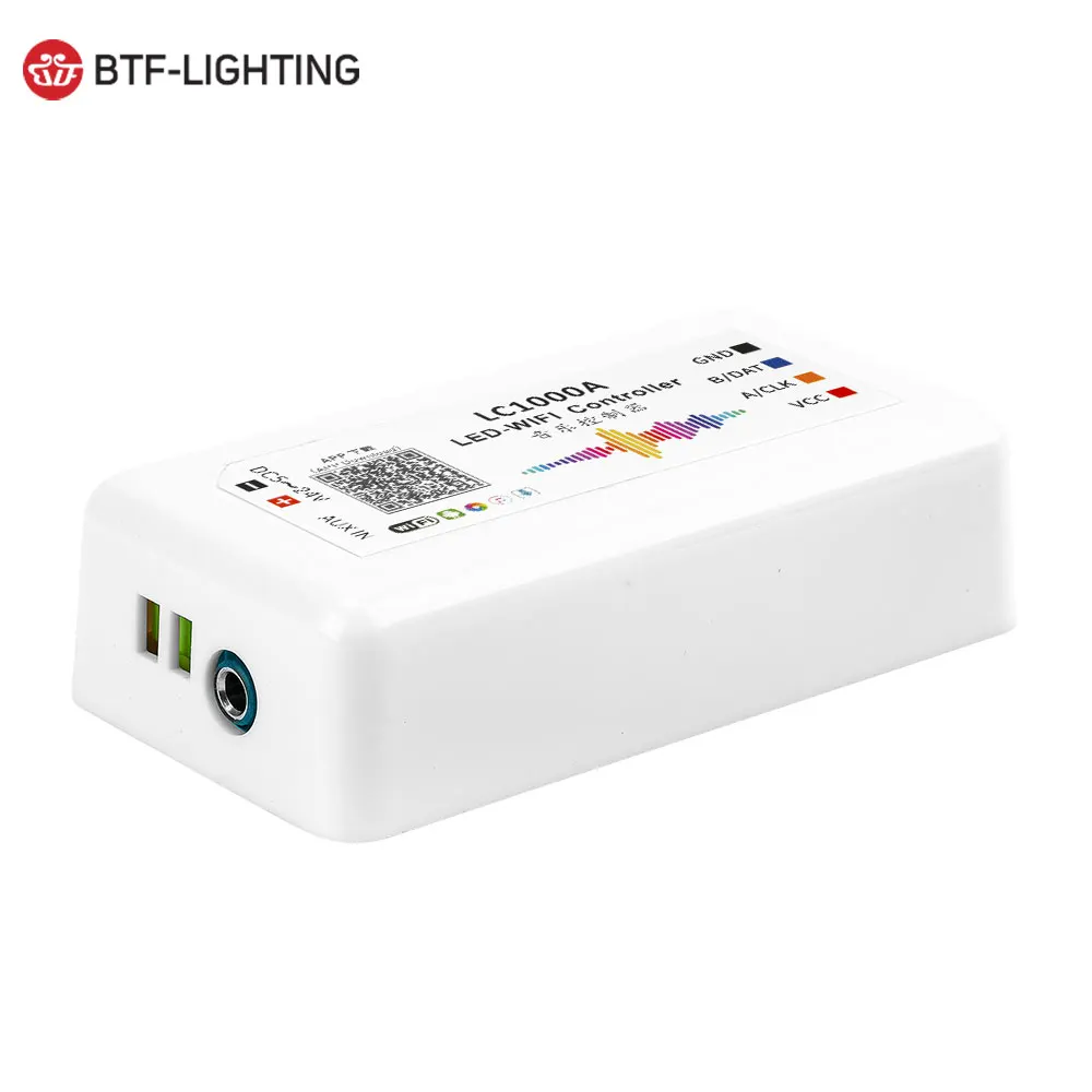 LED Wifi Glasbe Krmilnik z Mic za Digitalne slikovnih Pik Plošča Zaslon Trak Svetlobe WS2812B Naslovljive Andriod APP Nadzor DC5-24V