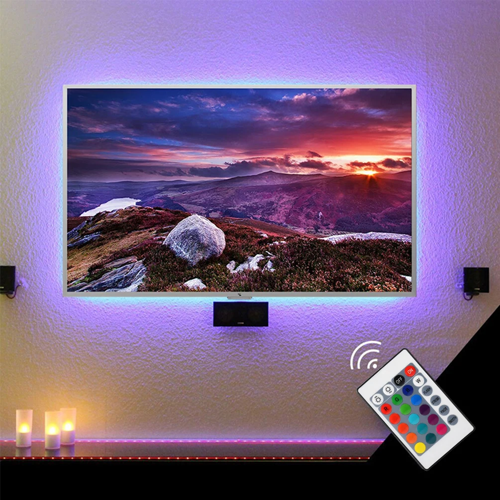 LEDGLE LED Trakovi Luči Prilagodljive TV Ozadja Vsestranski USB Ozadja Komplet 16 Barv Posteljo Stranka Žarnice RGB Led Nočna Lučka Trakovi Vroče