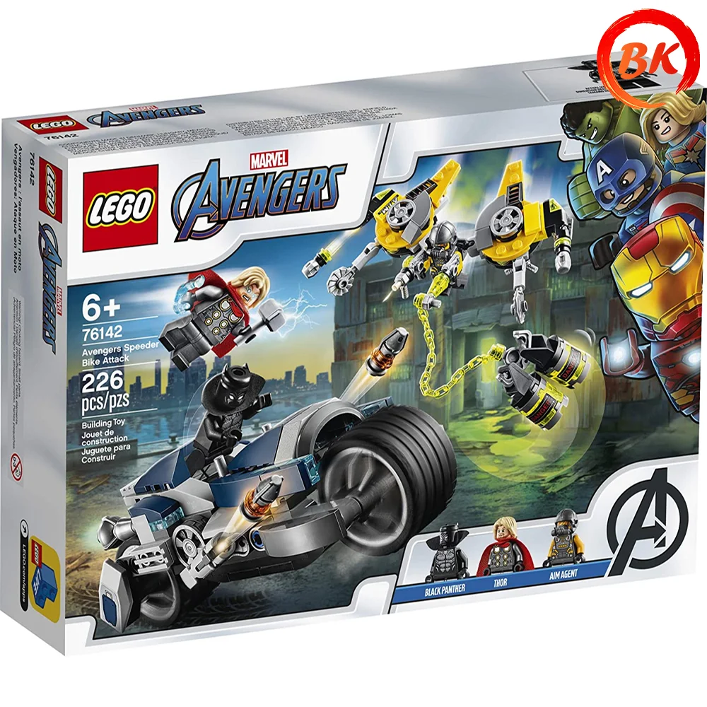 LEGO Marvel Avengers Speeder Kolo Napad 76142 Black Panther in Thor Građevno Superheroj Igrača, Veliko Darilo za Otroke, Nove do leta 2020