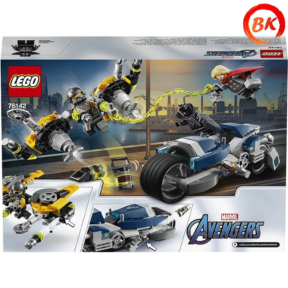 LEGO Marvel Avengers Speeder Kolo Napad 76142 Black Panther in Thor Građevno Superheroj Igrača, Veliko Darilo za Otroke, Nove do leta 2020