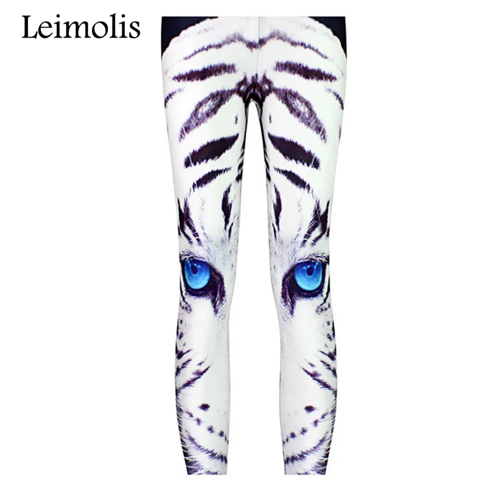 Leimolis 3D tiskanih fitnes push up vaja dokolenke ženske gotike Jezen white tiger plus velikost Visoko Pasu punk rock pants