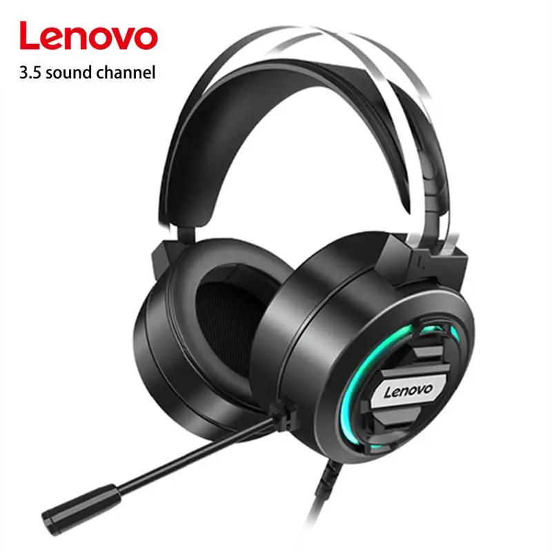 Lenovo H401 Gaming Slušalke, USB, Žična Nad-Ear Slušalke Z Mikrofonom Nad Uho Slušalke z RGB Svetlobe za Igro Igralcev