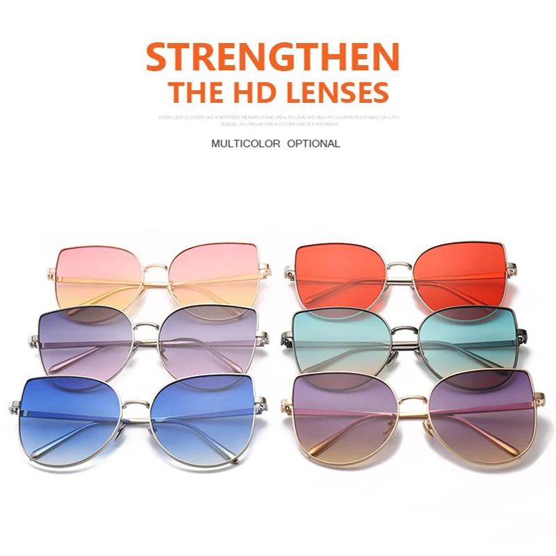 LeonLion 2021 Moda Za Ženske Gradient Sončna Očala Mačka Oči Odtenki Luksuzne Blagovne Znamke Oblikovalec Sončna Očala Candy Barve Očala Darilo Polje