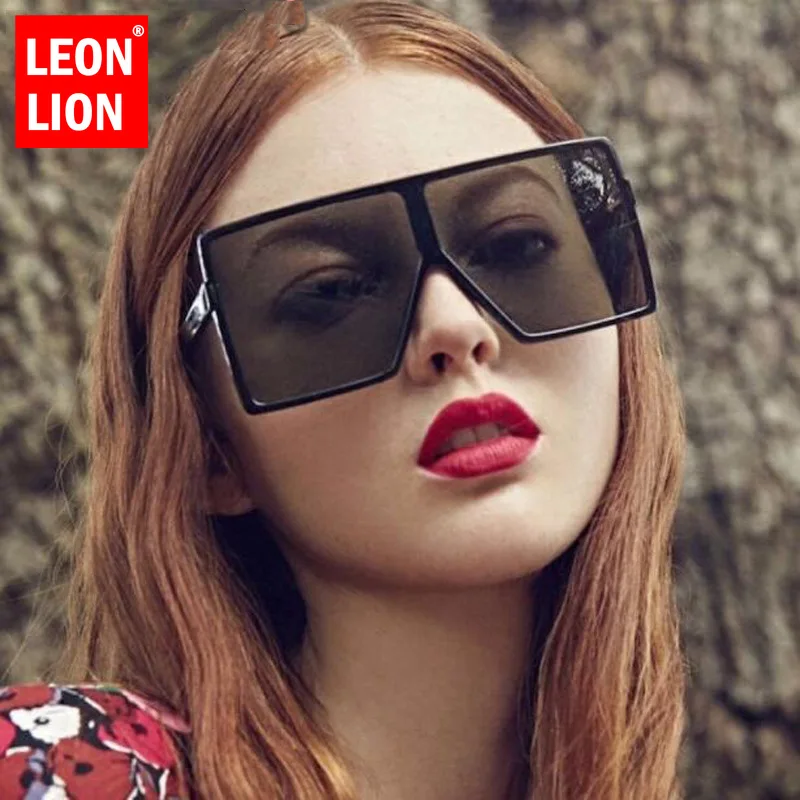LEONLION Kvadratnih Prevelik sončna Očala Ženske Retro Luksuzne blagovne Znamke Oblikovalec Ženske sončna Očala Gradient Ogledalo Letnik Oculos De Sol